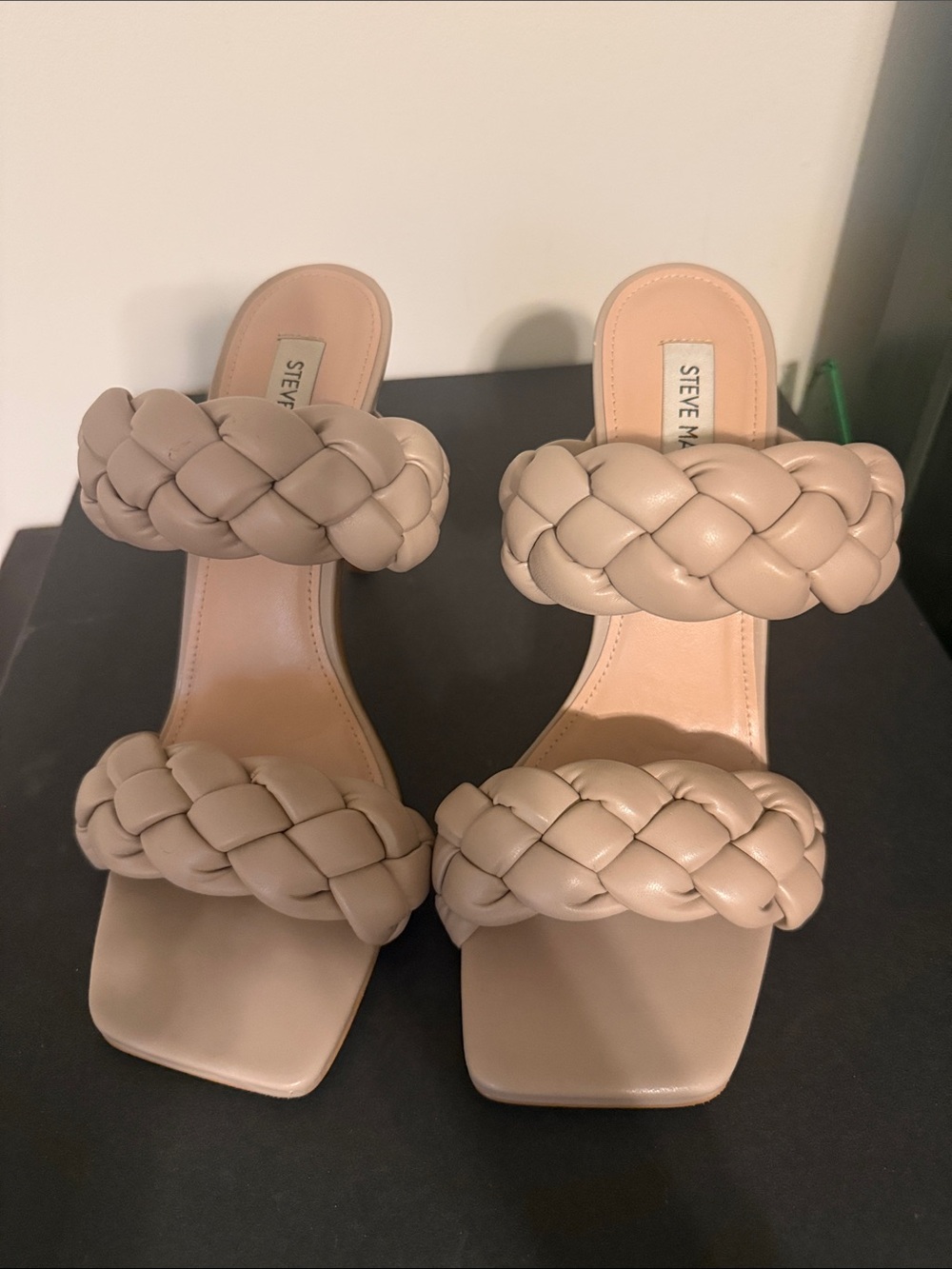 Steve Madden Taupe Braided Double-Strap Slide Sandals